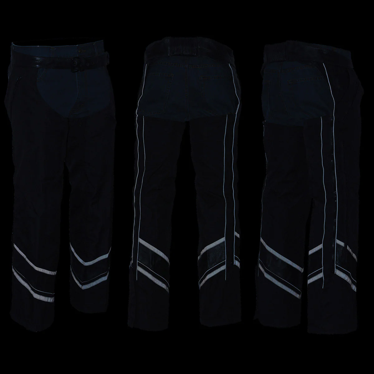 Milwaukee Leather MPM5706 Men's Black Vented Textile Chaps with Leather Trim 5 Milwaukee Leather MPM5706 Men's Black Vented Textile Chaps with Leather Trim