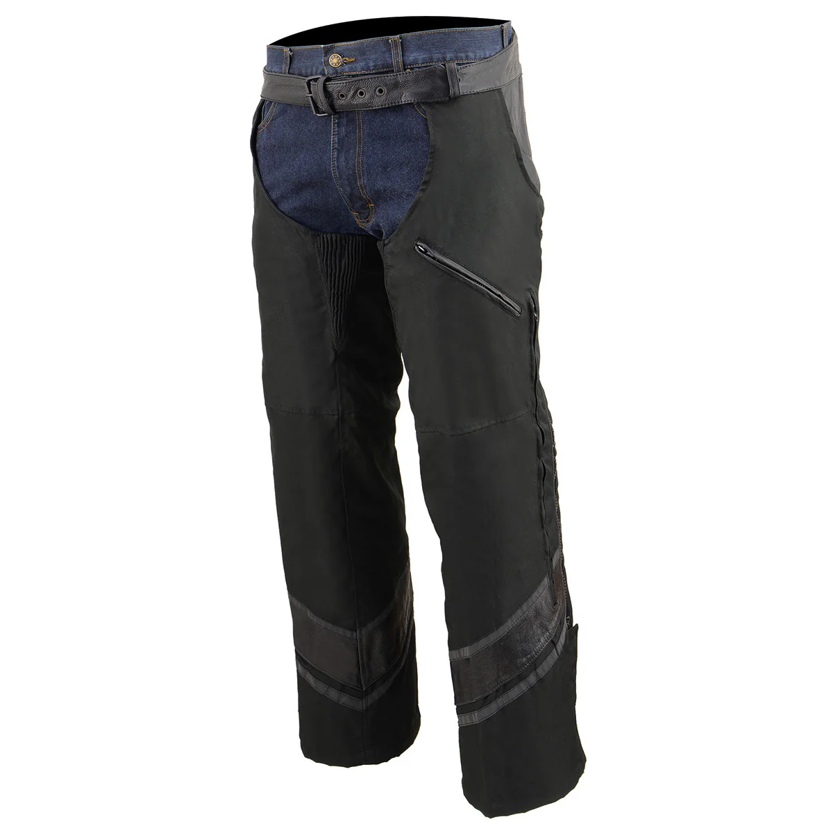Milwaukee Leather MPM5706 Men's Black Vented Textile Chaps with Leather Trim 7 Milwaukee Leather MPM5706 Men's Black Vented Textile Chaps with Leather Trim