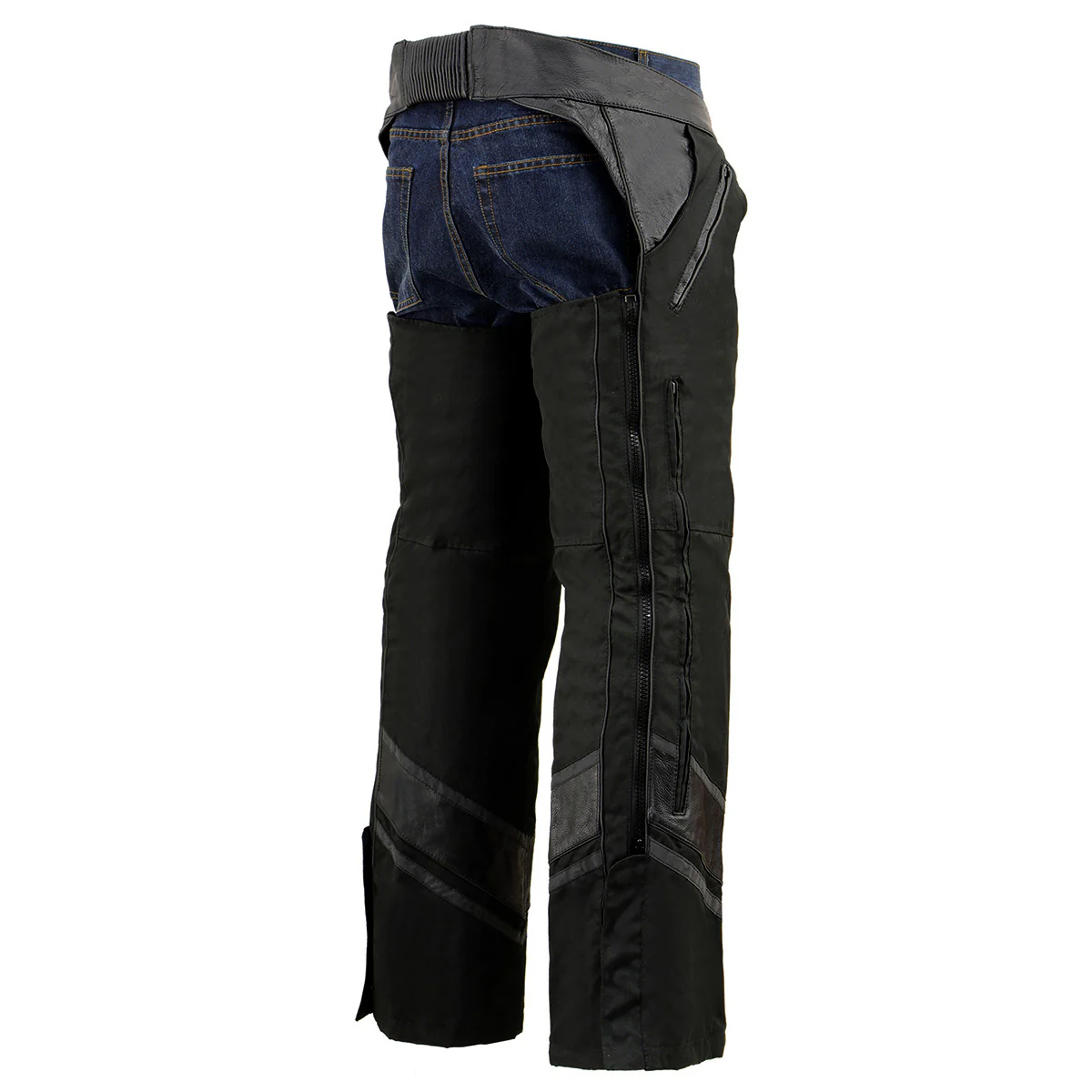 Milwaukee Leather MPM5706 Men's Black Vented Textile Chaps with Leather Trim 9 Milwaukee Leather MPM5706 Men's Black Vented Textile Chaps with Leather Trim