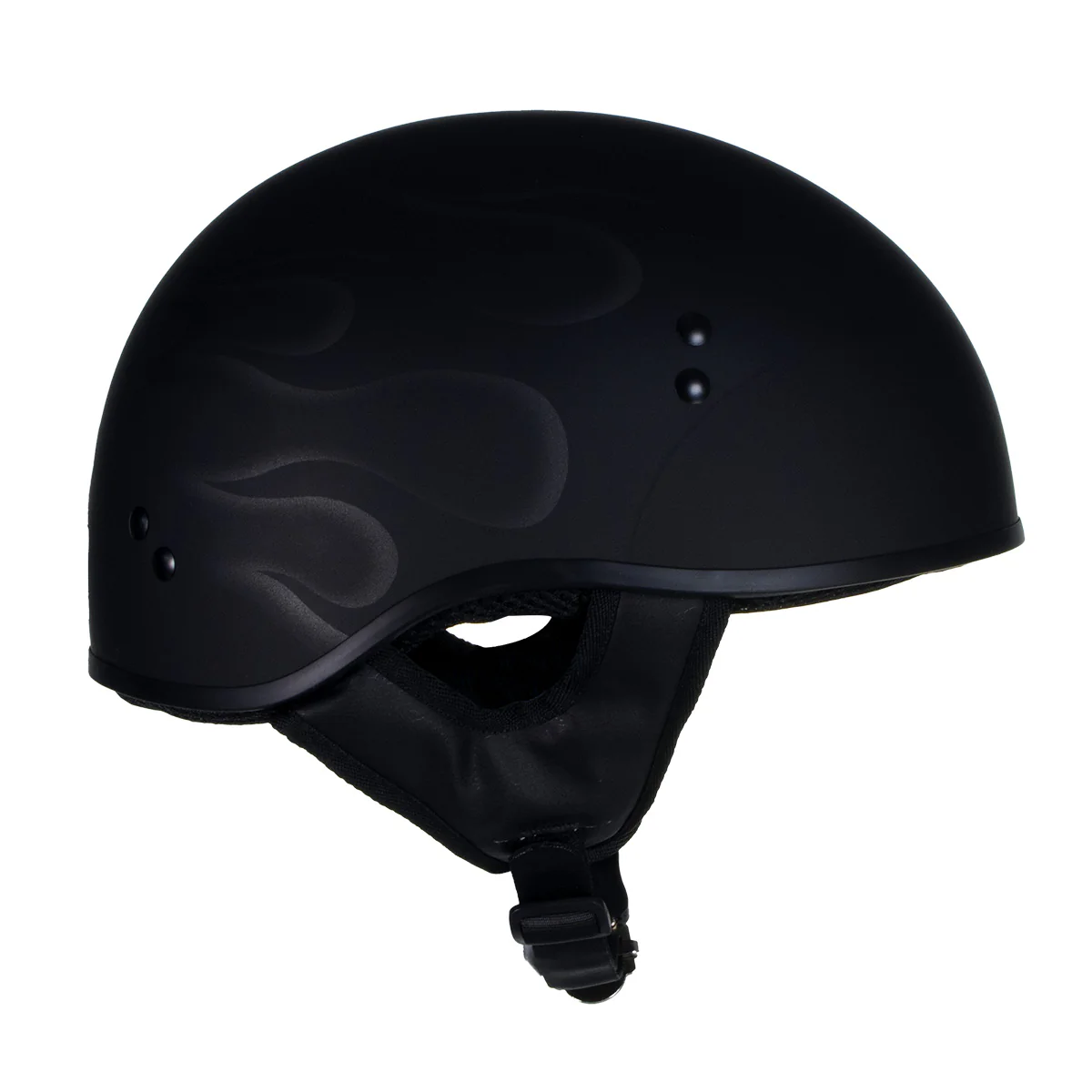 Hot Leathers HLT68 Type-1 Flat Black Flames Motorcycle DOT Approved Skull Cap Half Helmet 7 Hot Leathers HLT68 Type-1 Flat Black Flames Motorcycle DOT Approved Skull Cap Half Helmet