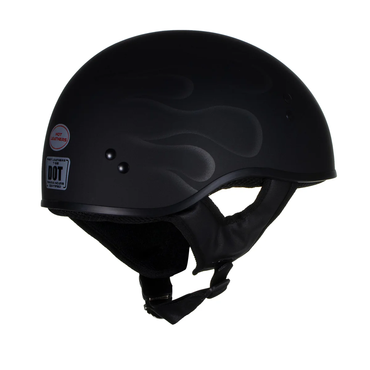 Hot Leathers HLT68 Type-1 Flat Black Flames Motorcycle DOT Approved Skull Cap Half Helmet 9 Hot Leathers HLT68 Type-1 Flat Black Flames Motorcycle DOT Approved Skull Cap Half Helmet