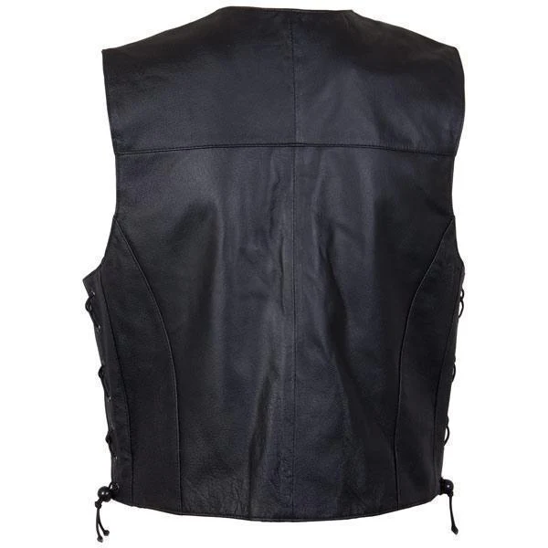 USA Leather 201L Men's Black Classic Leather Side Lace Vest 4 USA Leather 201L Men's Black Classic Leather Side Lace Vest