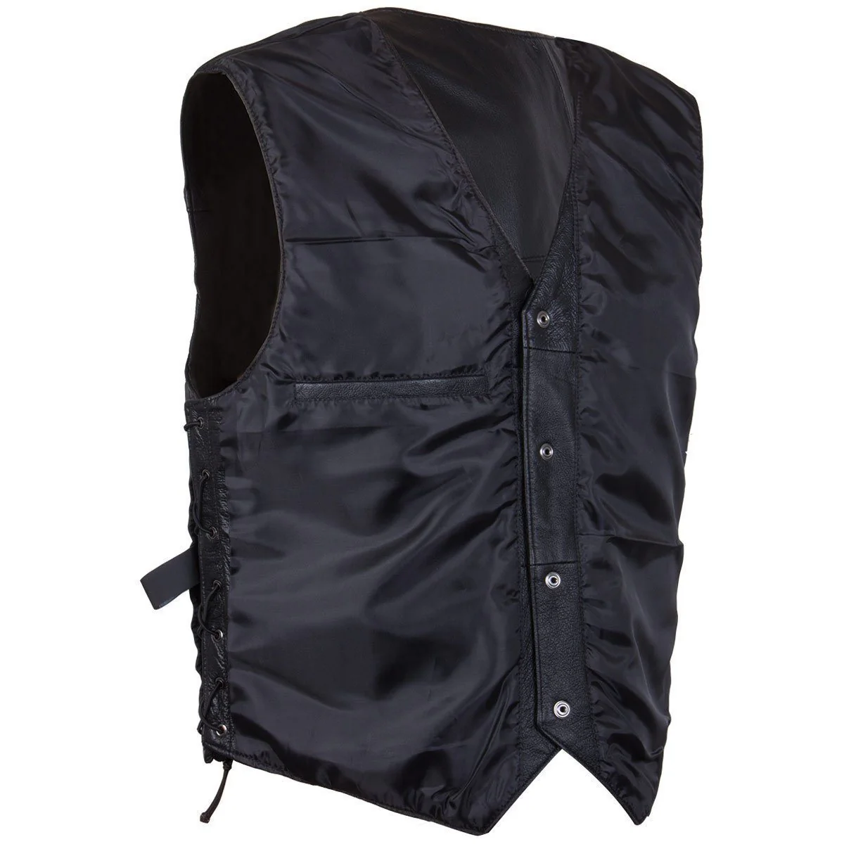 USA Leather 201L Men's Black Classic Leather Side Lace Vest 6 USA Leather 201L Men's Black Classic Leather Side Lace Vest