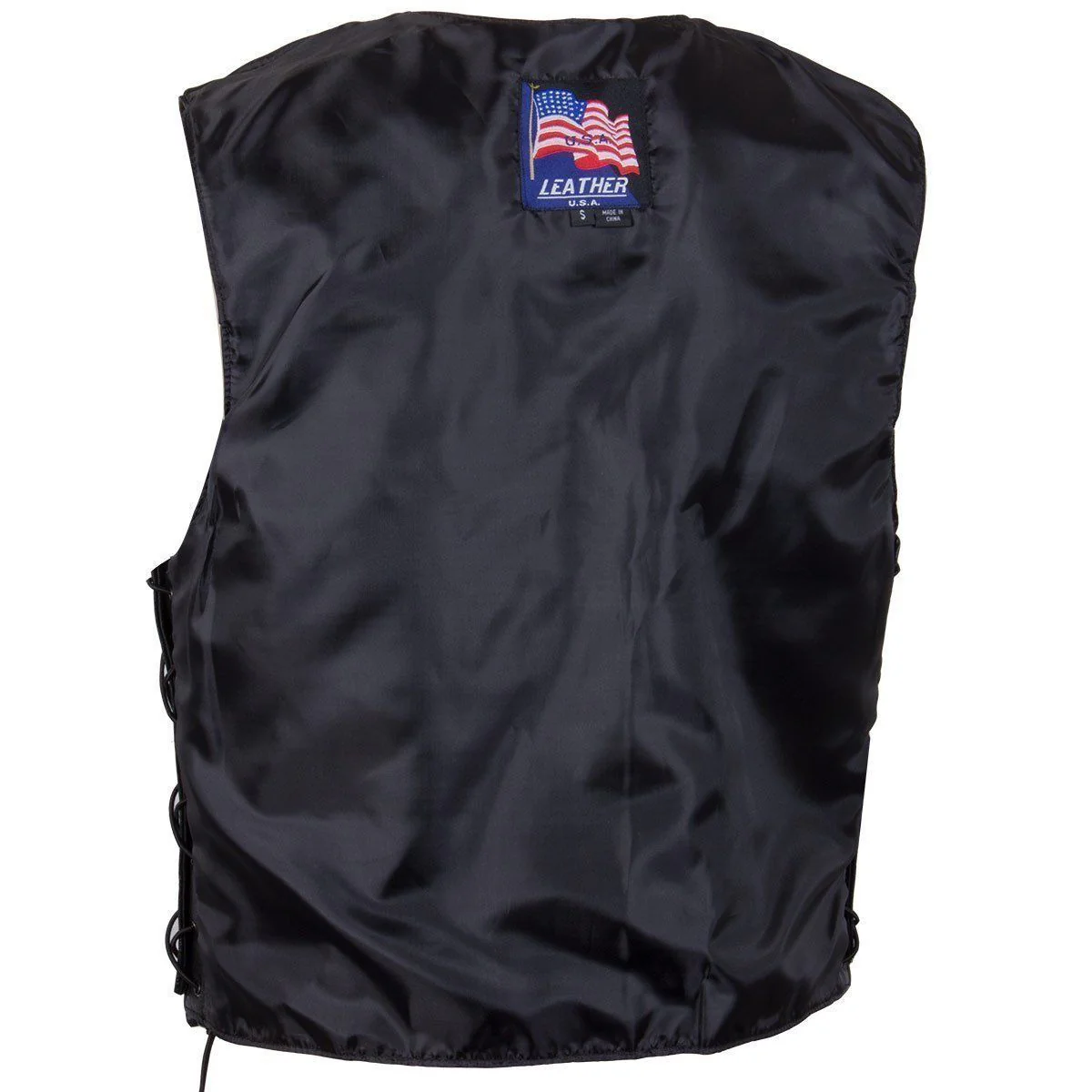 USA Leather 201L Men's Black Classic Leather Side Lace Vest 7 USA Leather 201L Men's Black Classic Leather Side Lace Vest