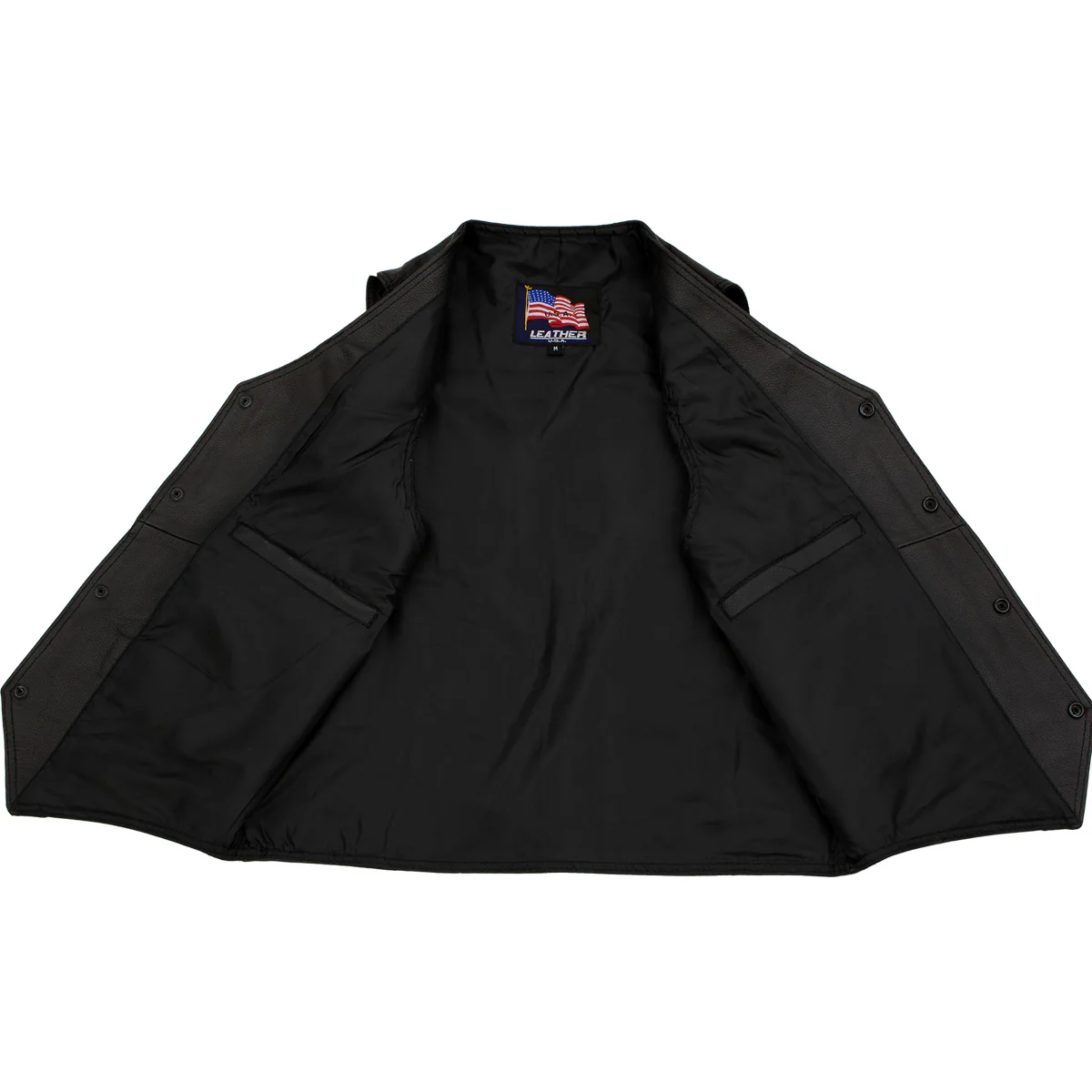 USA Leather 201L Men's Black Classic Leather Side Lace Vest 8 USA Leather 201L Men's Black Classic Leather Side Lace Vest