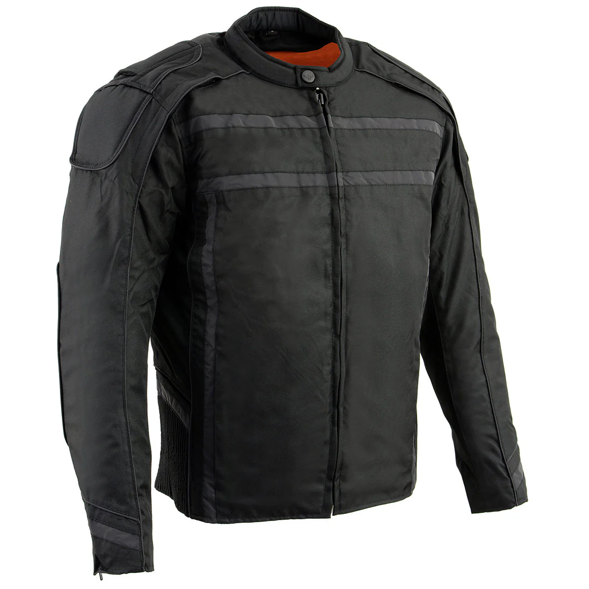 Milwaukee Leather MPM1740 Men's Black Vented Textile Jacket with Reflective Stripes 1 Milwaukee Leather MPM1740 Men's Black Vented Textile Jacket with Reflective Stripes