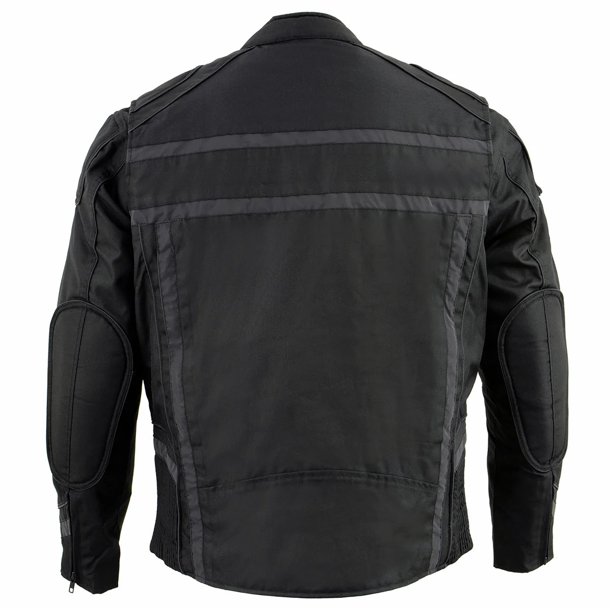 Milwaukee Leather MPM1740 Men's Black Vented Textile Jacket with Reflective Stripes 2 Milwaukee Leather MPM1740 Men's Black Vented Textile Jacket with Reflective Stripes