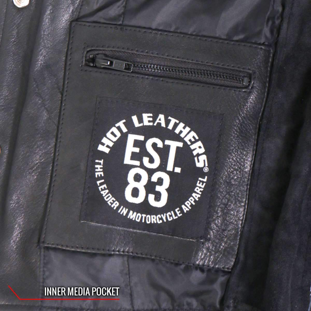 Hot Leathers VSL1017 Ladies 'Sugar Skull' Lined Black Leather MC Vest 6 Hot Leathers VSL1017 Ladies 'Sugar Skull' Lined Black Leather MC Vest