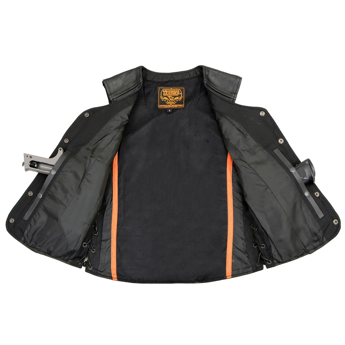Milwaukee Leather LKL4700 Women's Black Premium Leather Side Laced Motorcycle Biker Riders Vest w/ Snap Closure 7 Milwaukee Leather LKL4700 Women's Black Premium Leather Side Laced Motorcycle Biker Riders Vest w/ Snap Closure