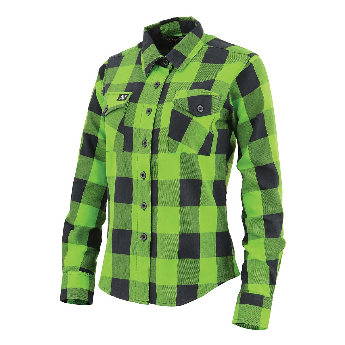 Milwaukee Leather MNG21606 Women's Lime Green and Black Long Sleeve Cotton Casual Flannel Shirt 4 Milwaukee Leather MNG21606 Women's Lime Green and Black Long Sleeve Cotton Casual Flannel Shirt