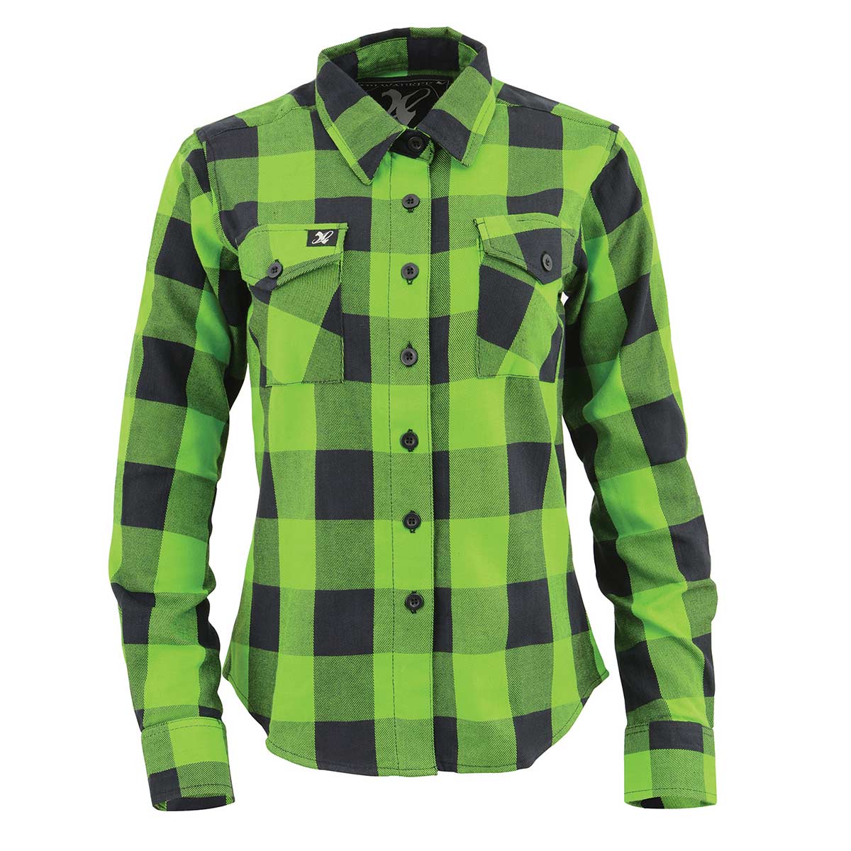 Milwaukee Leather MNG21606 Women's Lime Green and Black Long Sleeve Cotton Casual Flannel Shirt 5 Milwaukee Leather MNG21606 Women's Lime Green and Black Long Sleeve Cotton Casual Flannel Shirt