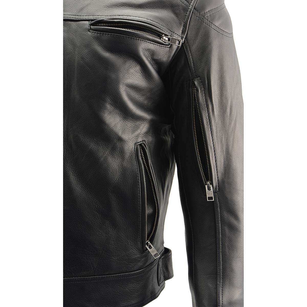 Milwaukee Leather MLM1560 Men's Black Long Body and Vented Motorcycle Leather Jacket 10 Milwaukee Leather MLM1560 Men's Black Long Body and Vented Motorcycle Leather Jacket