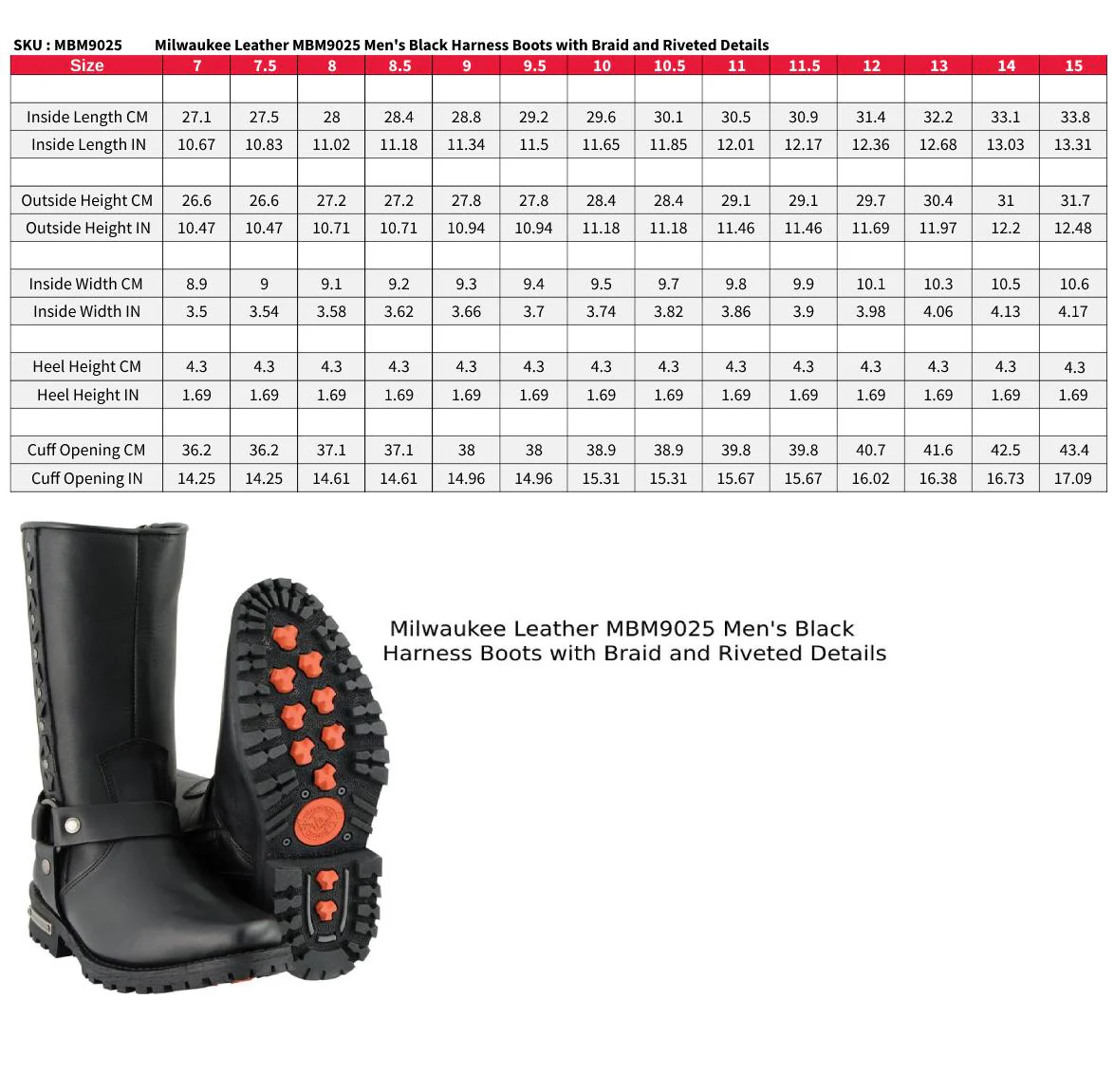 Milwaukee Leather Men's Black Leather Harness Motorcycle Boots with Braid and Riveted Details MBM9025 3 Milwaukee Leather Men's Black Leather Harness Motorcycle Boots with Braid and Riveted Details MBM9025