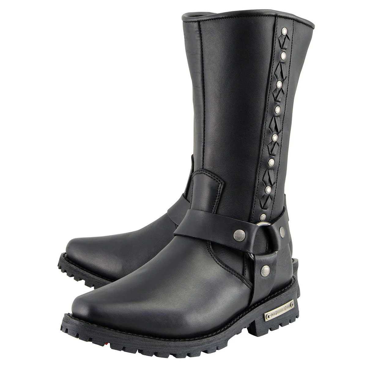 Milwaukee Leather Men's Black Leather Harness Motorcycle Boots with Braid and Riveted Details MBM9025 5 Milwaukee Leather Men's Black Leather Harness Motorcycle Boots with Braid and Riveted Details MBM9025