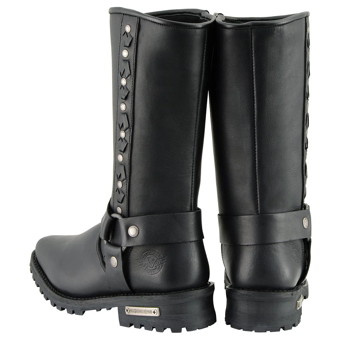 Milwaukee Leather Men's Black Leather Harness Motorcycle Boots with Braid and Riveted Details MBM9025 7 Milwaukee Leather Men's Black Leather Harness Motorcycle Boots with Braid and Riveted Details MBM9025