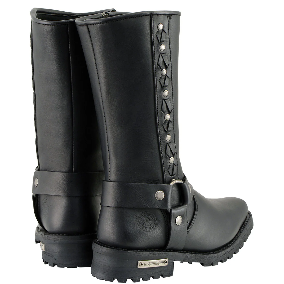 Milwaukee Leather Men's Black Leather Harness Motorcycle Boots with Braid and Riveted Details MBM9025 8 Milwaukee Leather Men's Black Leather Harness Motorcycle Boots with Braid and Riveted Details MBM9025