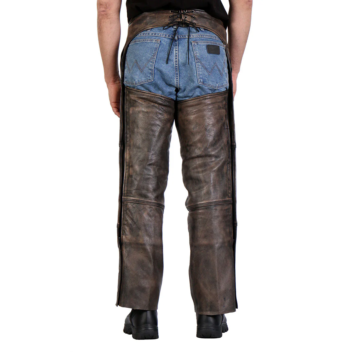 Hot Leathers CHM1008 Unisex Distressed Brown Premium Motorcycle Leather Chaps 4 Hot Leathers CHM1008 Unisex Distressed Brown Premium Motorcycle Leather Chaps