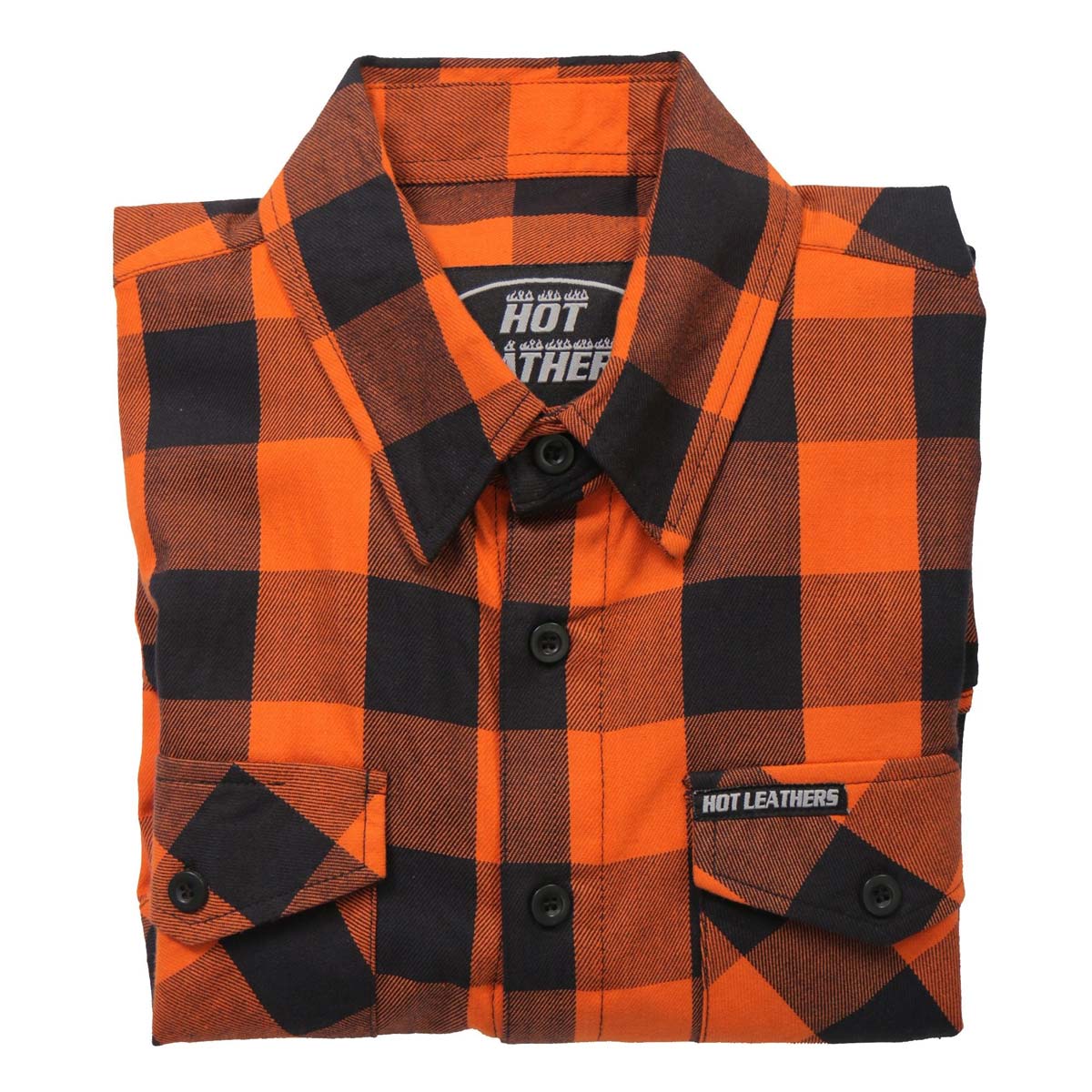 Hot Leathers FLM2007 Men's Orange and Black Long Sleeve Flannel Shirt 4 Hot Leathers FLM2007 Men's Orange and Black Long Sleeve Flannel Shirt