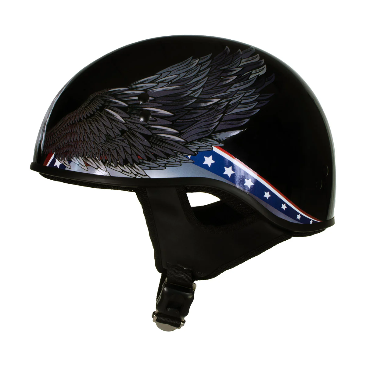 Hot Leathers HLT68 Eagle Black Advanced DOT Approved Motorcycle Skull Cap Half Helmet Biker 10 Hot Leathers HLT68 Eagle Black Advanced DOT Approved Motorcycle Skull Cap Half Helmet Biker