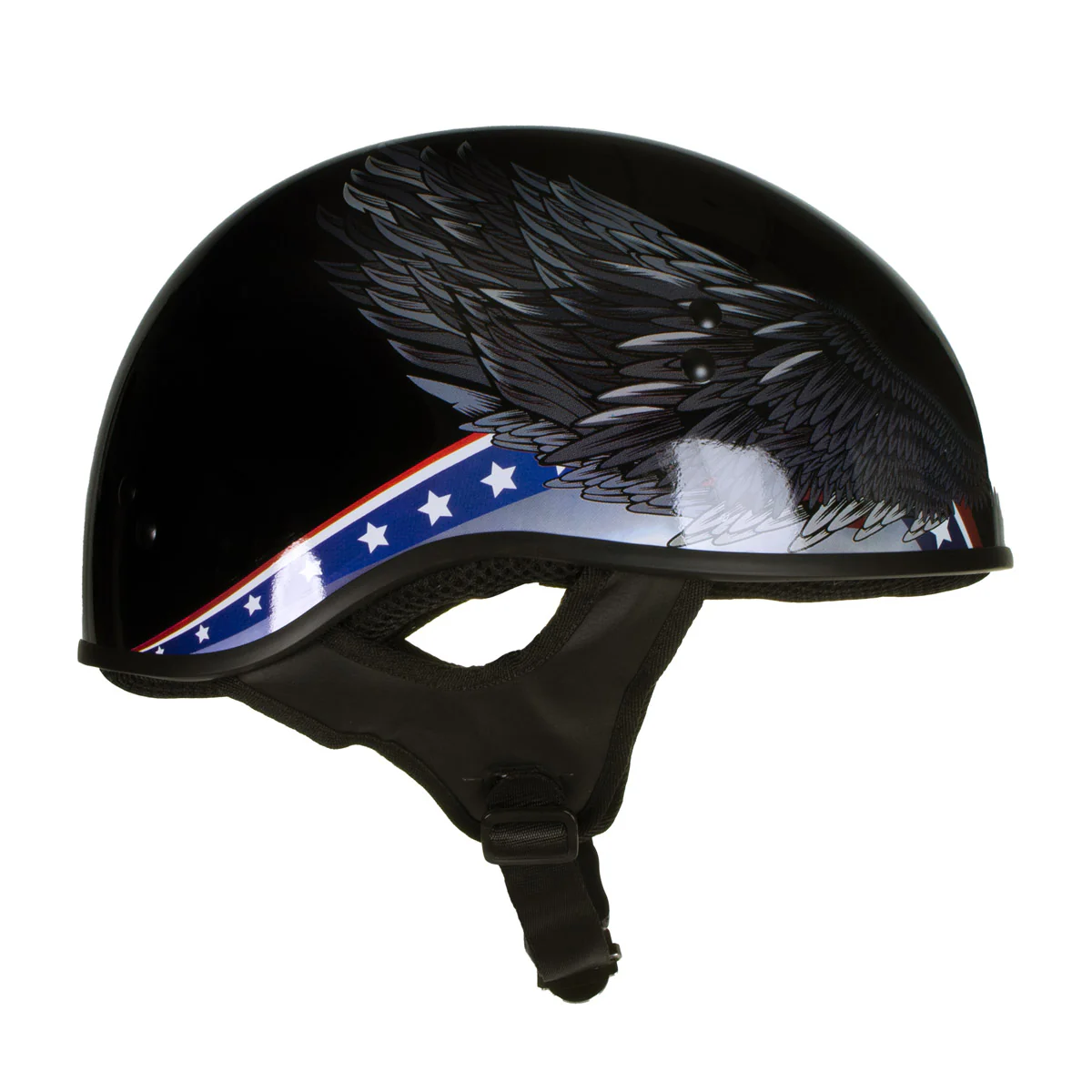 Hot Leathers HLT68 Eagle Black Advanced DOT Approved Motorcycle Skull Cap Half Helmet Biker 11 Hot Leathers HLT68 Eagle Black Advanced DOT Approved Motorcycle Skull Cap Half Helmet Biker