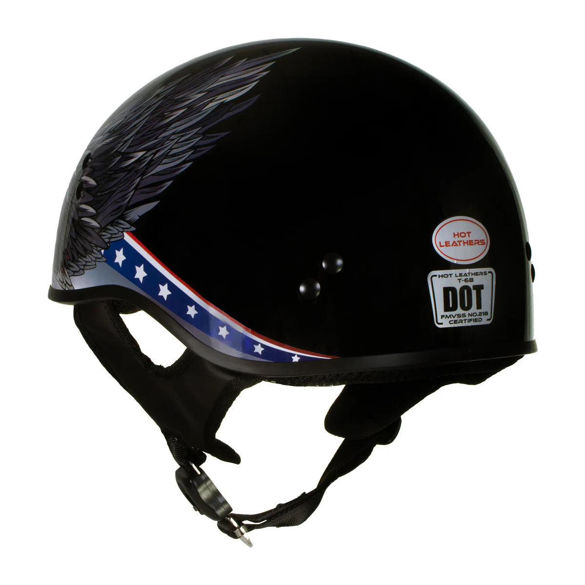 Hot Leathers HLT68 Eagle Black Advanced DOT Approved Motorcycle Skull Cap Half Helmet Biker 7 Hot Leathers HLT68 Eagle Black Advanced DOT Approved Motorcycle Skull Cap Half Helmet Biker