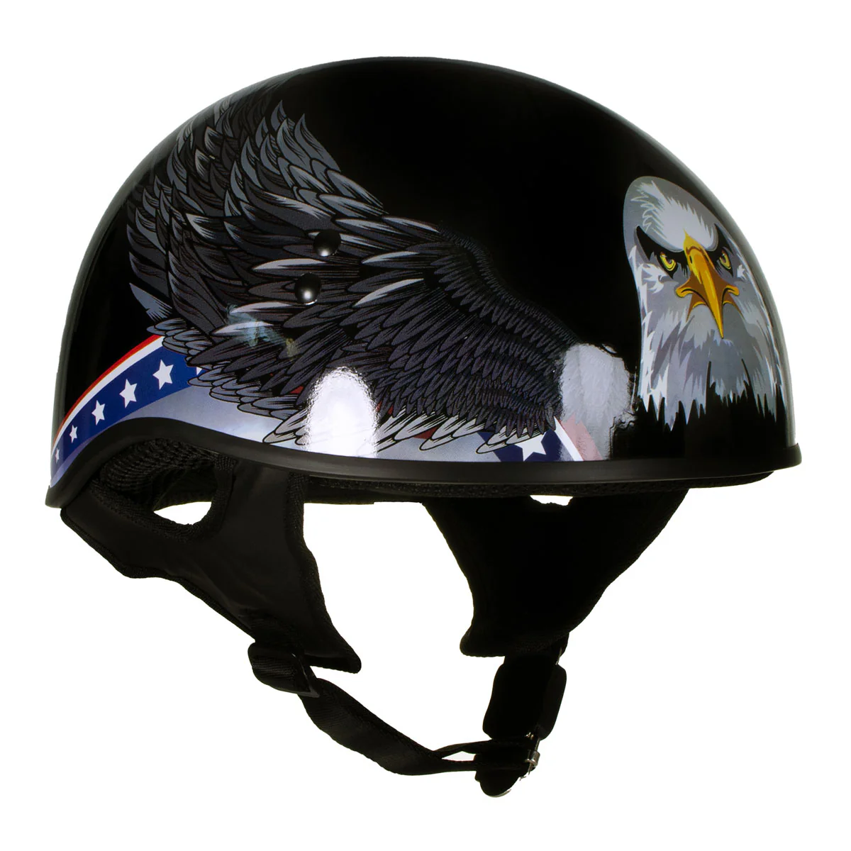 Hot Leathers HLT68 Eagle Black Advanced DOT Approved Motorcycle Skull Cap Half Helmet Biker 9 Hot Leathers HLT68 Eagle Black Advanced DOT Approved Motorcycle Skull Cap Half Helmet Biker