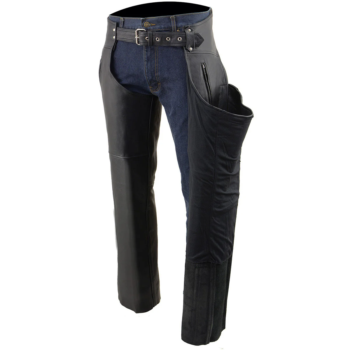 Milwaukee Leather Chaps for Men's Black Prime Leather Zipped Thigh Pocket-Mesh Lined Motorcycle Rider Chap-SH1190 4 Milwaukee Leather Chaps for Men's Black Prime Leather Zipped Thigh Pocket-Mesh Lined Motorcycle Rider Chap-SH1190