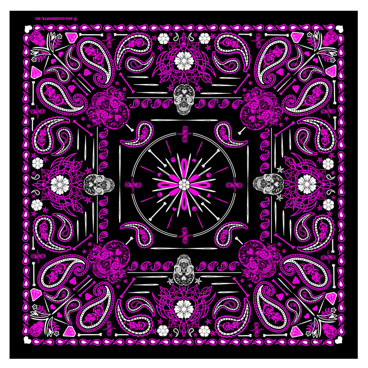 Hot Leathers BAB1071 Ladies Pink Paisley Skulls Bandana 1 Hot Leathers BAB1071 Ladies Pink Paisley Skulls Bandana