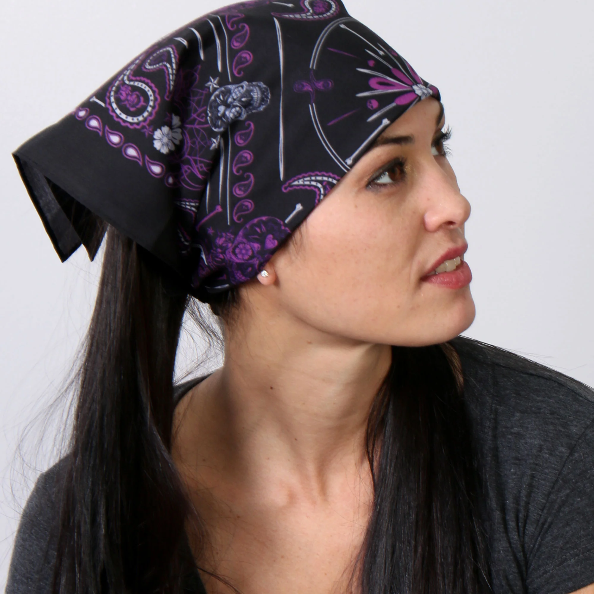 Hot Leathers BAB1071 Ladies Pink Paisley Skulls Bandana 2 Hot Leathers BAB1071 Ladies Pink Paisley Skulls Bandana