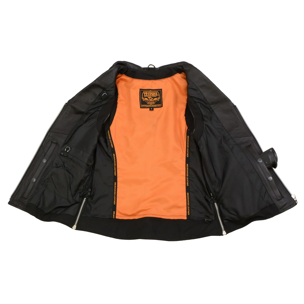 Milwaukee Leather MLL4503 Women's Black V-Neck Leather Classic Motorcycle Rider Vest w/ Riveted Lapel Collar 6 Milwaukee Leather MLL4503 Women's Black V-Neck Leather Classic Motorcycle Rider Vest w/ Riveted Lapel Collar