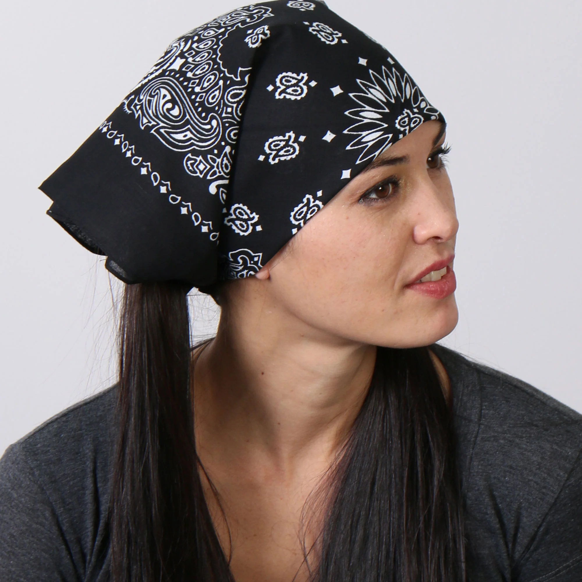 Hot Leathers BAP1001 Classic Black and White Paisley Bandana 3 Hot Leathers BAP1001 Classic Black and White Paisley Bandana