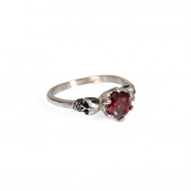 Hot Leathers JWR1109 Red Stone Small Skull Stainless Steel Ring 1 Hot Leathers JWR1109 Red Stone Small Skull Stainless Steel Ring