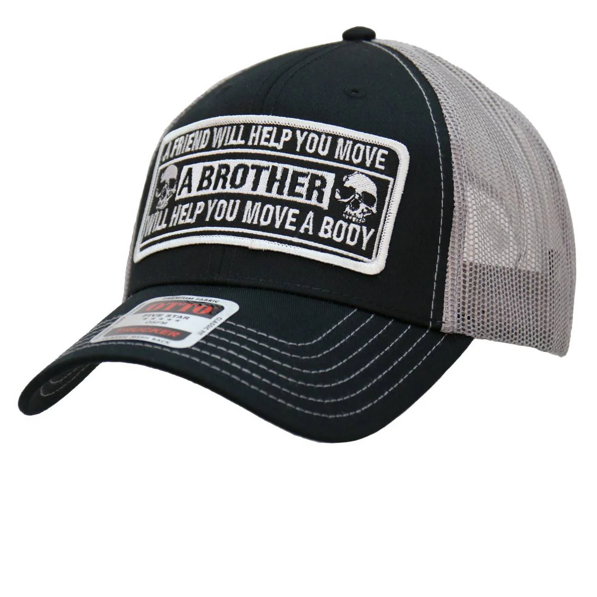 Hot Leathers Move A Body Black And Grey Trucker Hat GHS1046