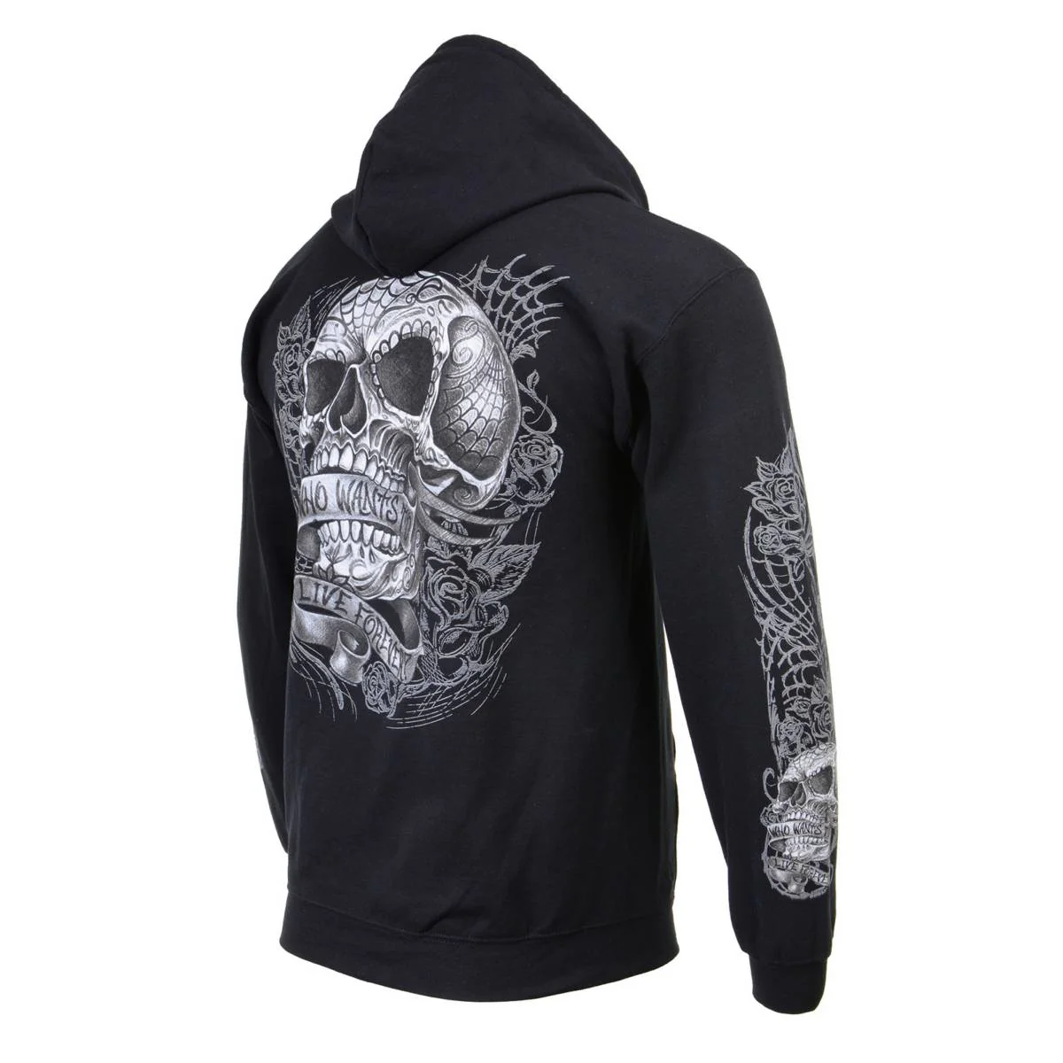 Milwaukee Leather MPMH118004 Men’s ‘Sweet Demise’ Black Hoodie with Zipper Closure 35 Milwaukee Leather MPMH118004 Men’s ‘Sweet Demise’ Black Hoodie with Zipper Closure