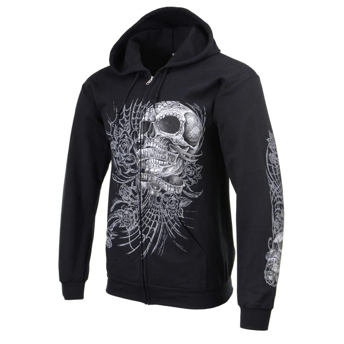 Milwaukee Leather MPMH118004 Men’s ‘Sweet Demise’ Black Hoodie with Zipper Closure 45 Milwaukee Leather MPMH118004 Men’s ‘Sweet Demise’ Black Hoodie with Zipper Closure