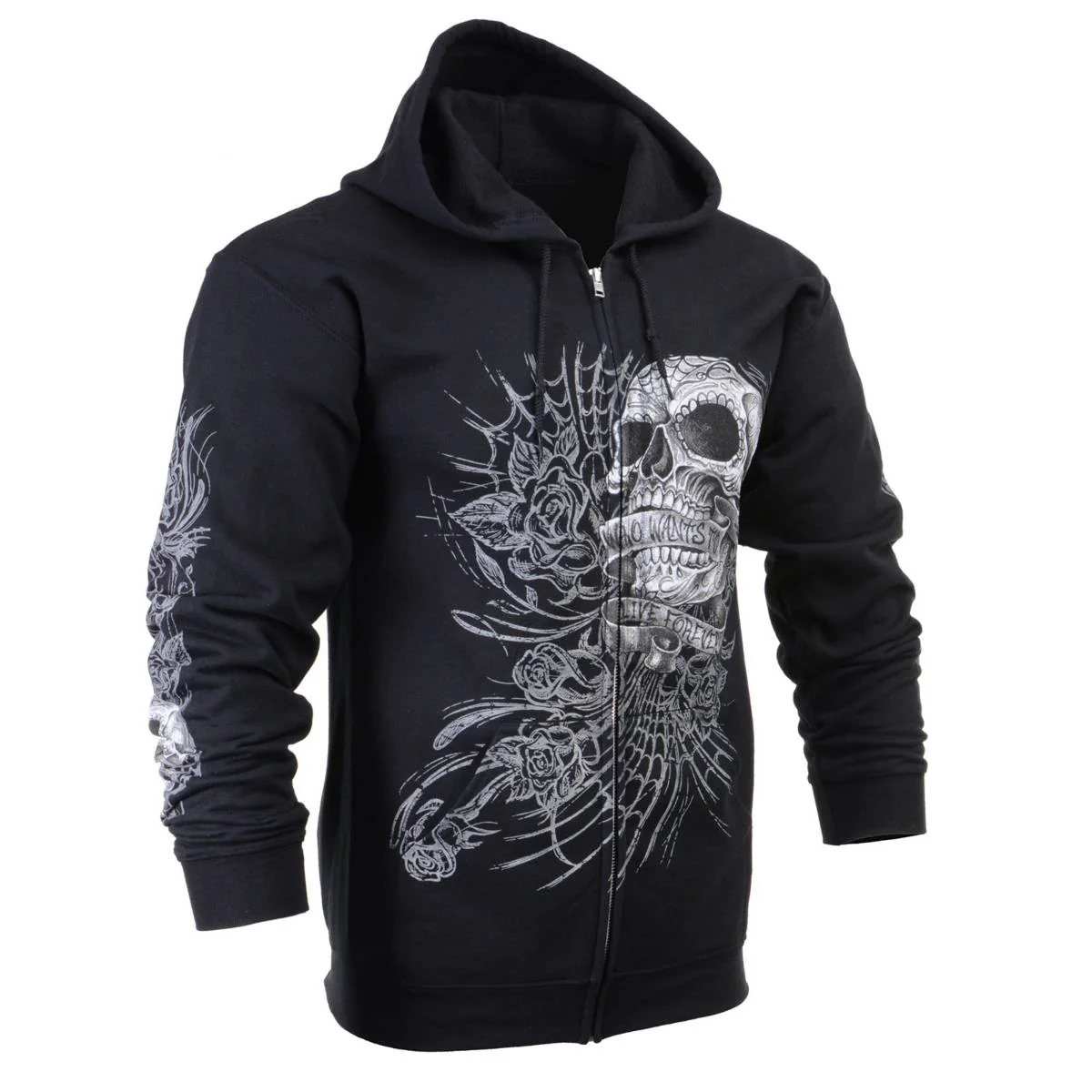 Milwaukee Leather MPMH118004 Men’s ‘Sweet Demise’ Black Hoodie with Zipper Closure 47 Milwaukee Leather MPMH118004 Men’s ‘Sweet Demise’ Black Hoodie with Zipper Closure