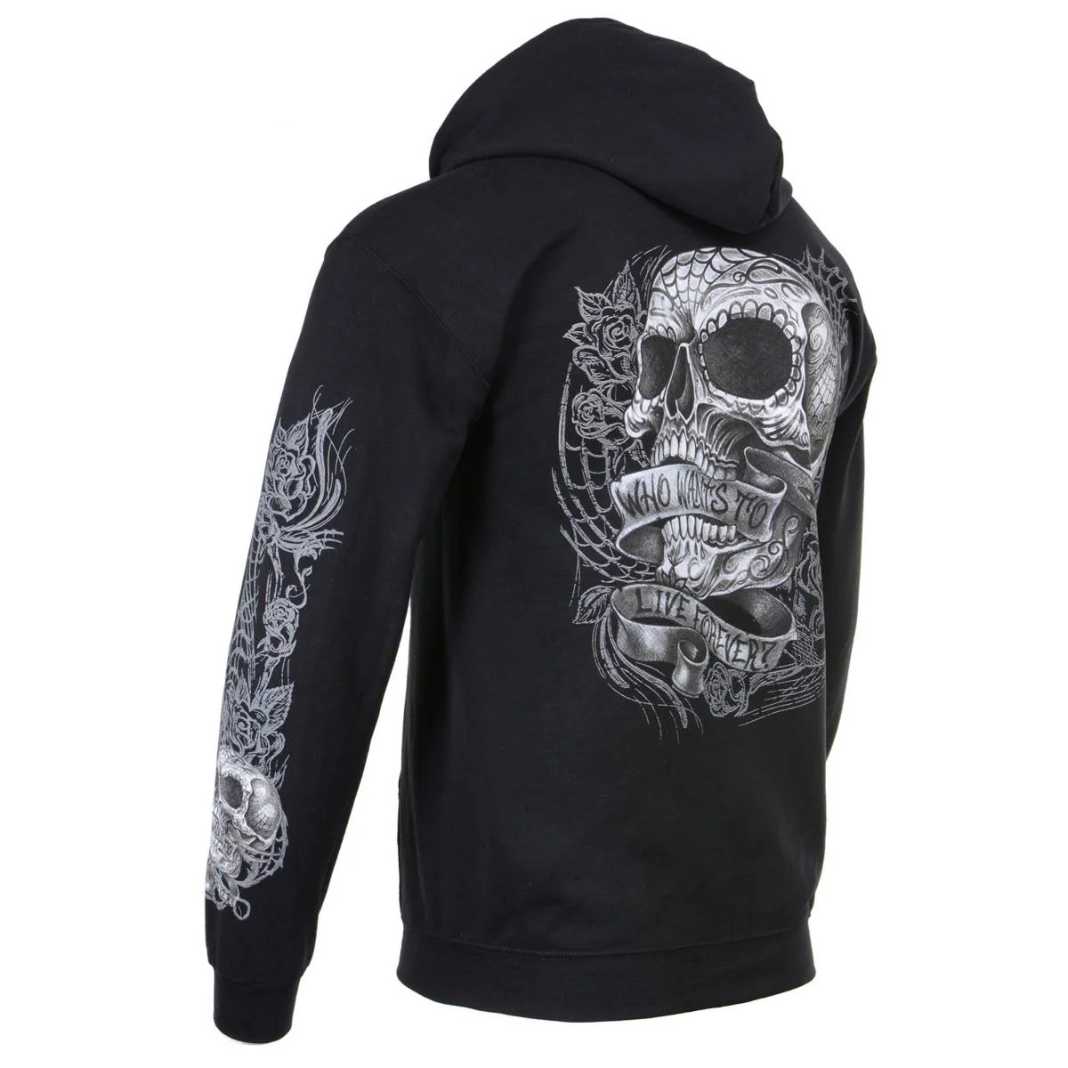 Milwaukee Leather MPMH118004 Men’s ‘Sweet Demise’ Black Hoodie with Zipper Closure 6 Milwaukee Leather MPMH118004 Men’s ‘Sweet Demise’ Black Hoodie with Zipper Closure