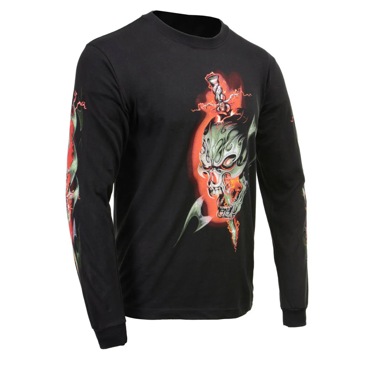 Milwaukee Leather MPMH117005 Men’s ‘Electric Skull’ Long Sleeve Black T-Shirt 11 Milwaukee Leather MPMH117005 Men’s ‘Electric Skull’ Long Sleeve Black T-Shirt