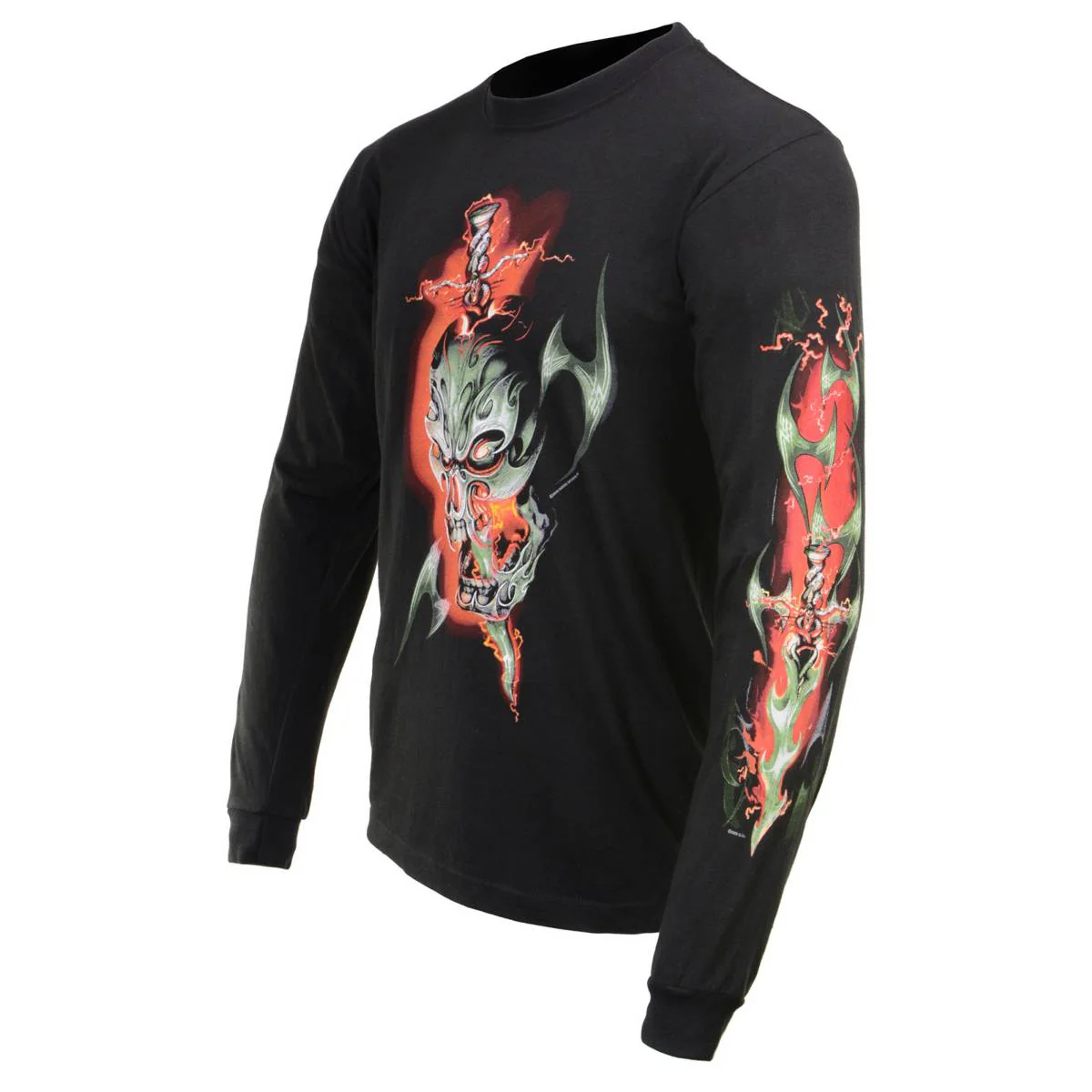 Milwaukee Leather MPMH117005 Men’s ‘Electric Skull’ Long Sleeve Black T-Shirt 41 Milwaukee Leather MPMH117005 Men’s ‘Electric Skull’ Long Sleeve Black T-Shirt