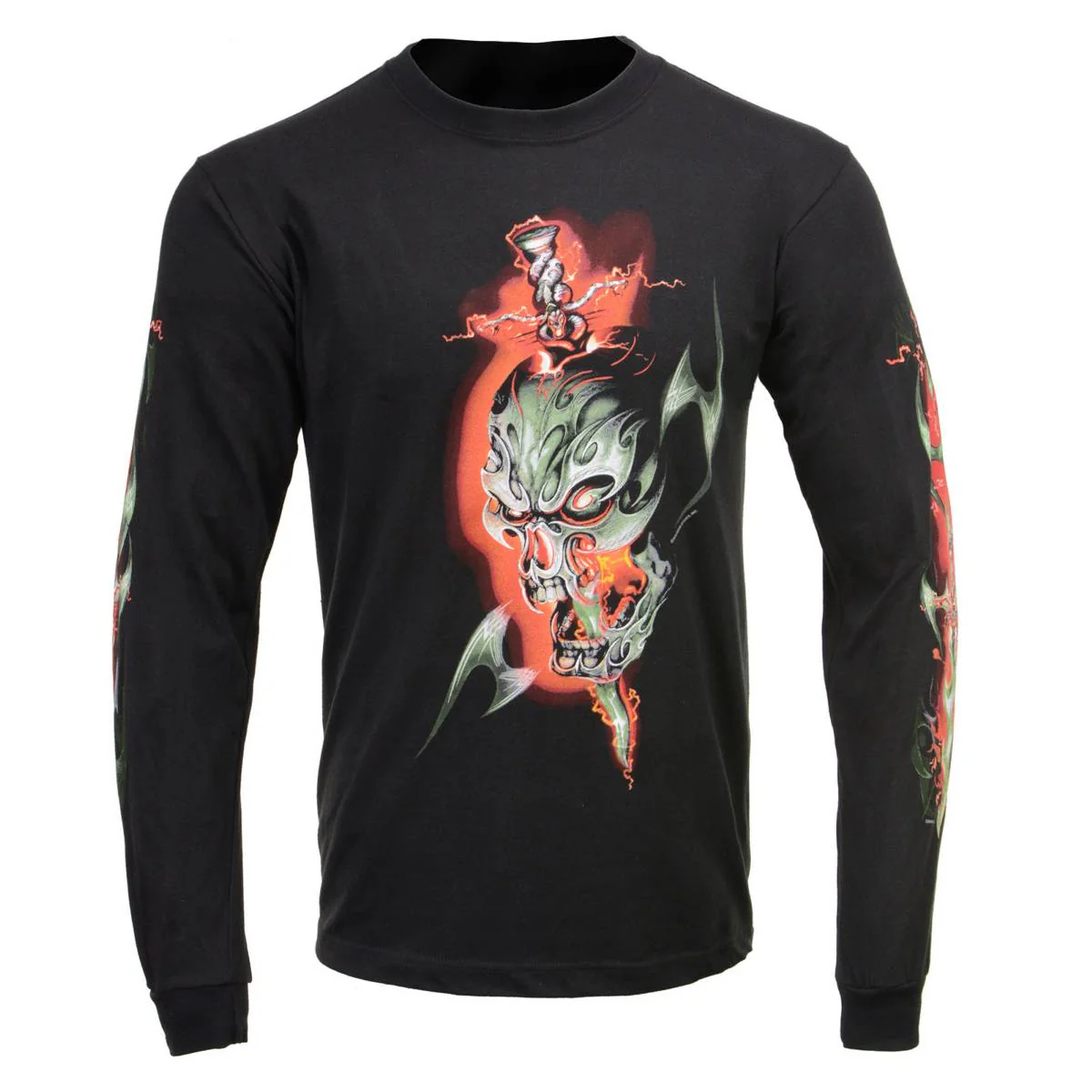 Milwaukee Leather MPMH117005 Men’s ‘Electric Skull’ Long Sleeve Black T-Shirt 49 Milwaukee Leather MPMH117005 Men’s ‘Electric Skull’ Long Sleeve Black T-Shirt