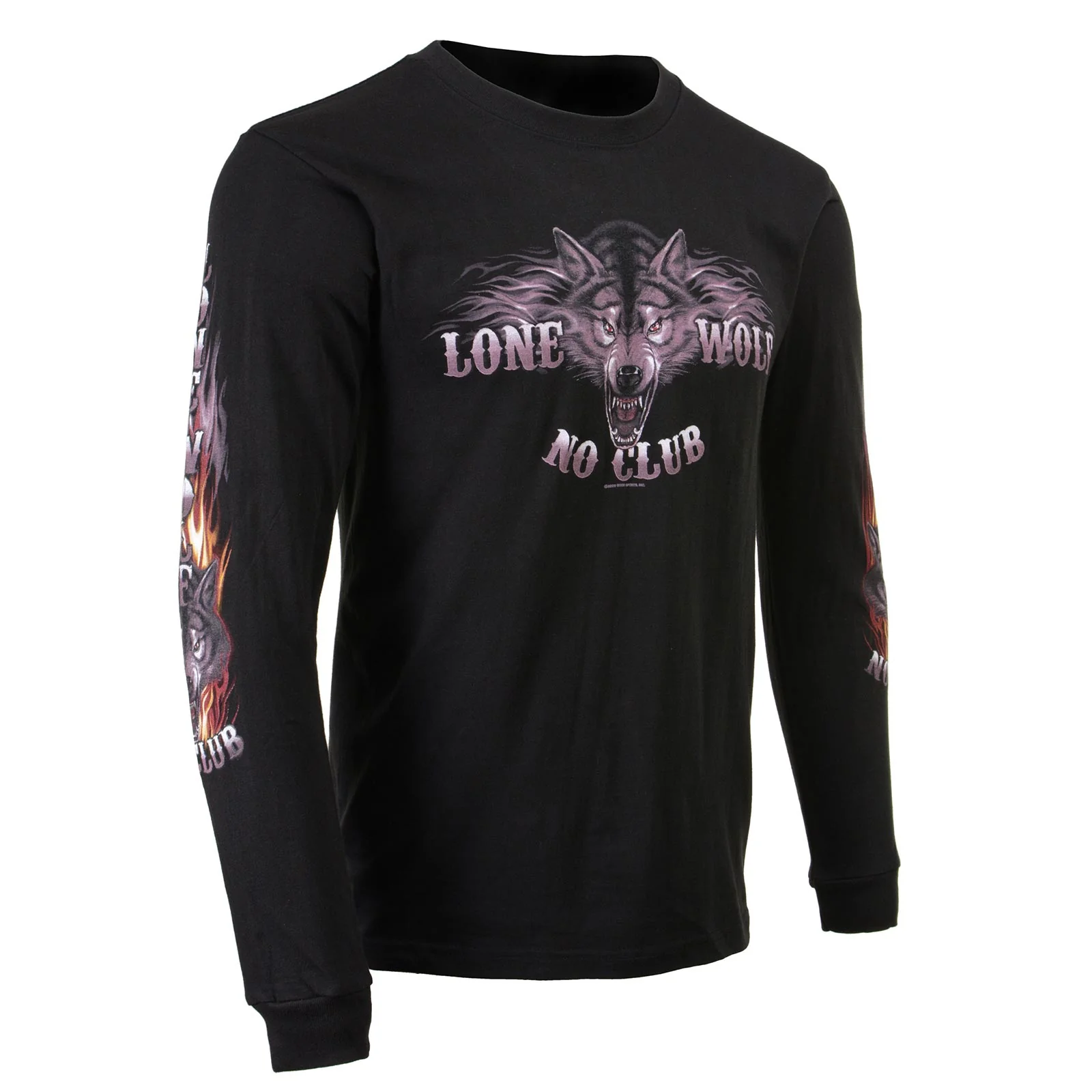 Milwaukee Leather MPMH117001 Men's 'Lone Wolf No Club' Biker Long Sleeve T-Shirt 1 Milwaukee Leather MPMH117001 Men's 'Lone Wolf No Club' Biker Long Sleeve T-Shirt