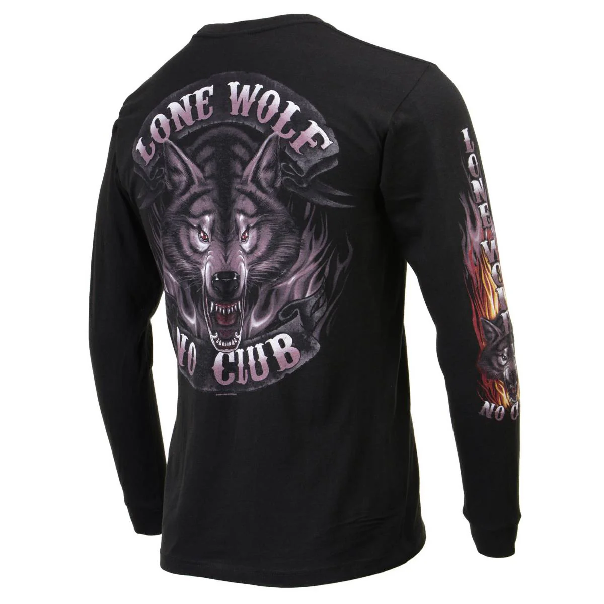 Milwaukee Leather MPMH117001 Men's 'Lone Wolf No Club' Biker Long Sleeve T-Shirt 32 Milwaukee Leather MPMH117001 Men's 'Lone Wolf No Club' Biker Long Sleeve T-Shirt