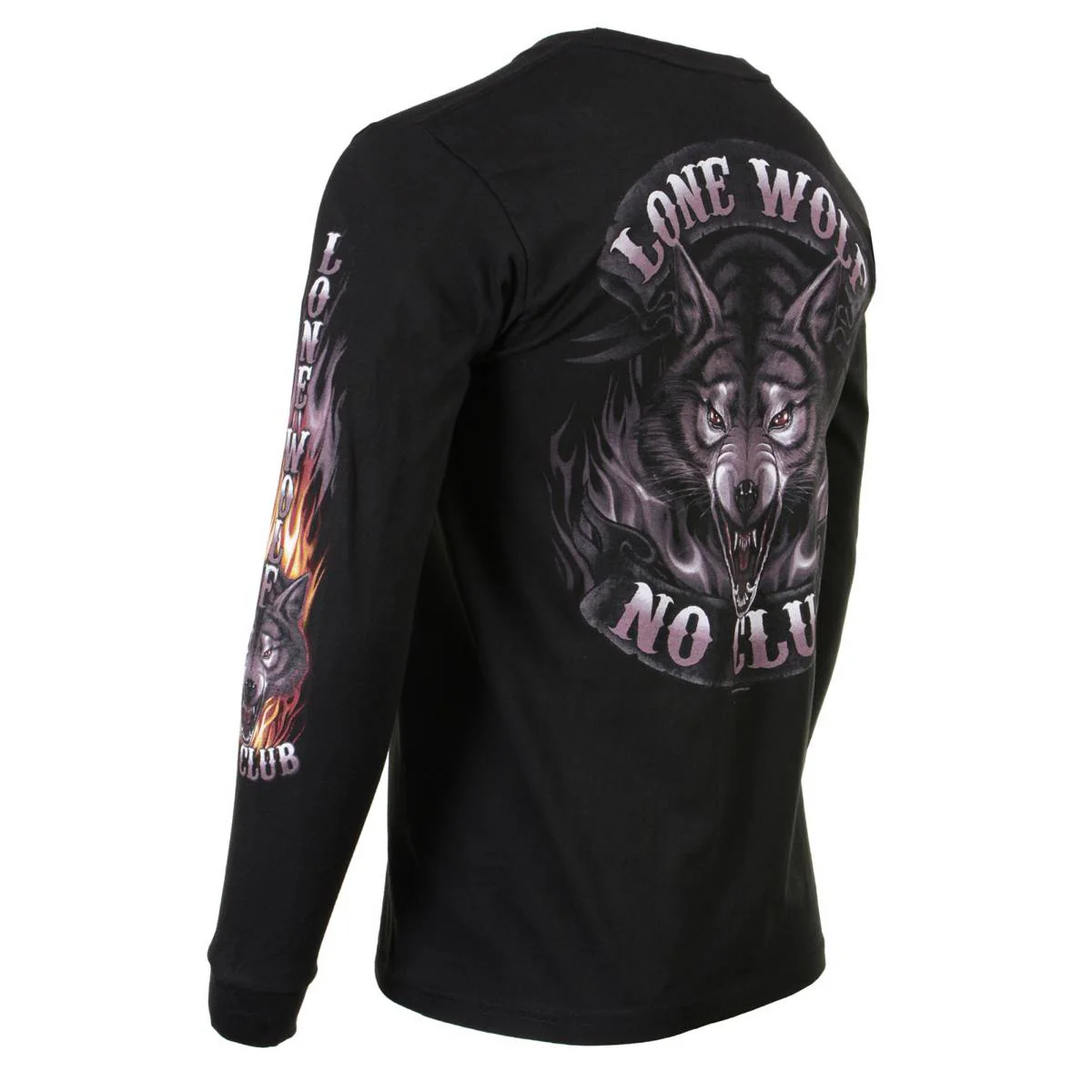 Milwaukee Leather MPMH117001 Men's 'Lone Wolf No Club' Biker Long Sleeve T-Shirt 36 Milwaukee Leather MPMH117001 Men's 'Lone Wolf No Club' Biker Long Sleeve T-Shirt