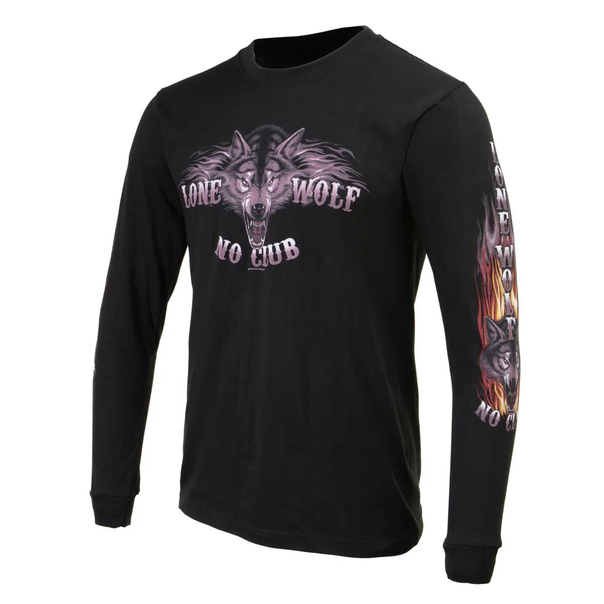 Milwaukee Leather MPMH117001 Men's 'Lone Wolf No Club' Biker Long Sleeve T-Shirt 42 Milwaukee Leather MPMH117001 Men's 'Lone Wolf No Club' Biker Long Sleeve T-Shirt