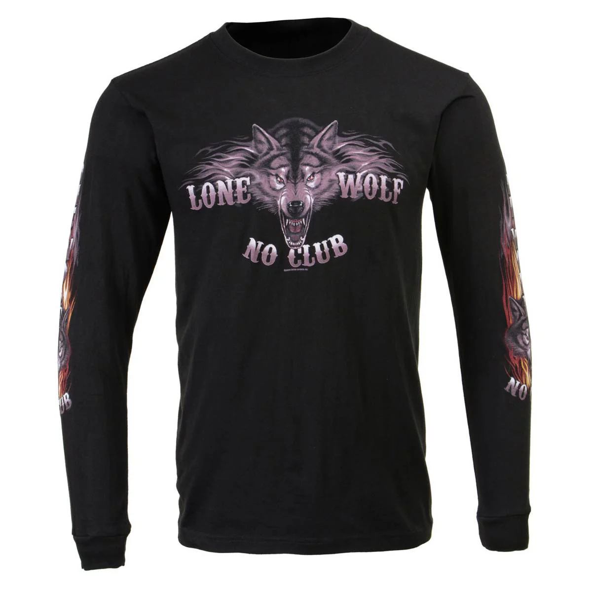 Milwaukee Leather MPMH117001 Men's 'Lone Wolf No Club' Biker Long Sleeve T-Shirt 46 Milwaukee Leather MPMH117001 Men's 'Lone Wolf No Club' Biker Long Sleeve T-Shirt