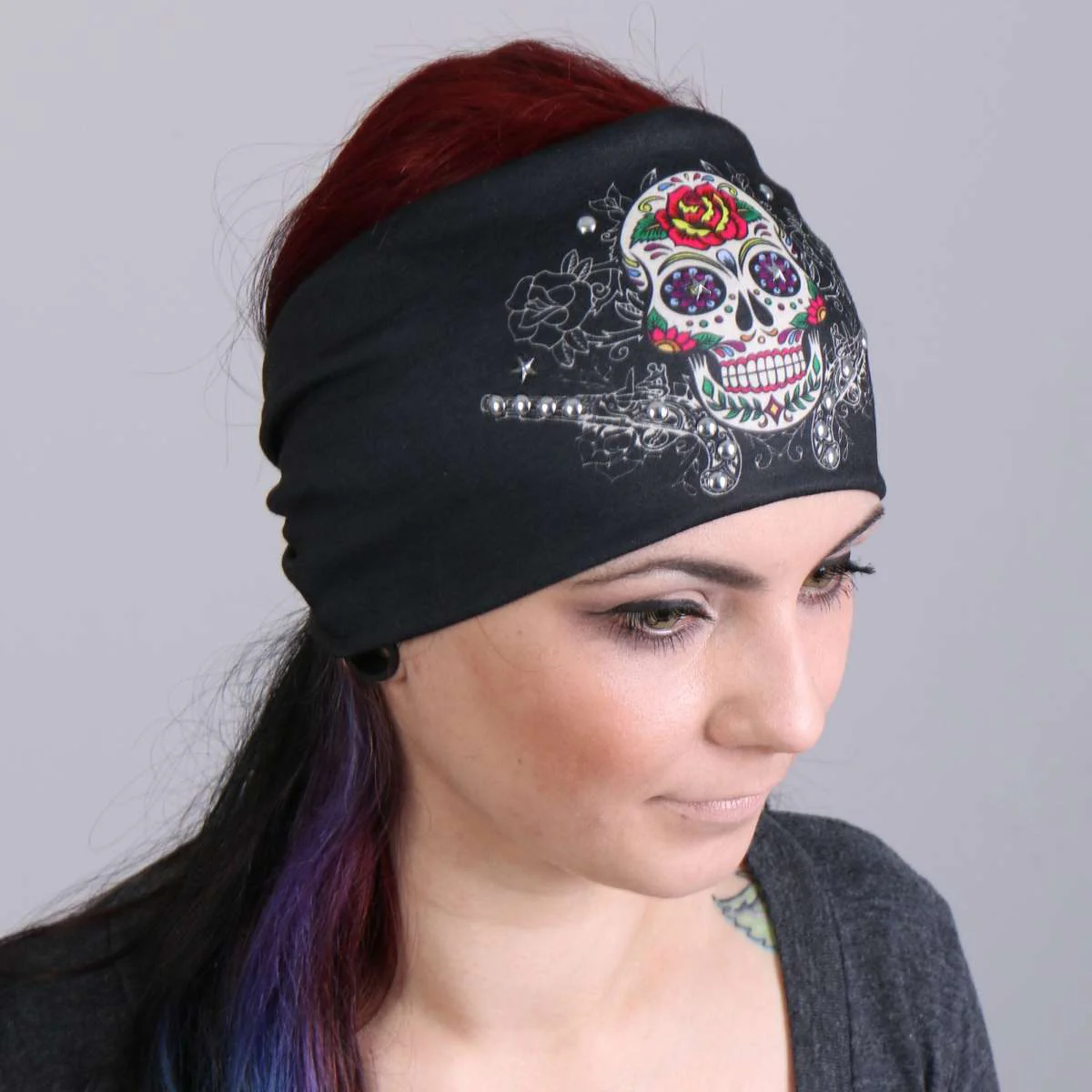 Hot Leathers Sugar Skull Guns EZ Band RWD1003 3 Hot Leathers Sugar Skull Guns EZ Band RWD1003