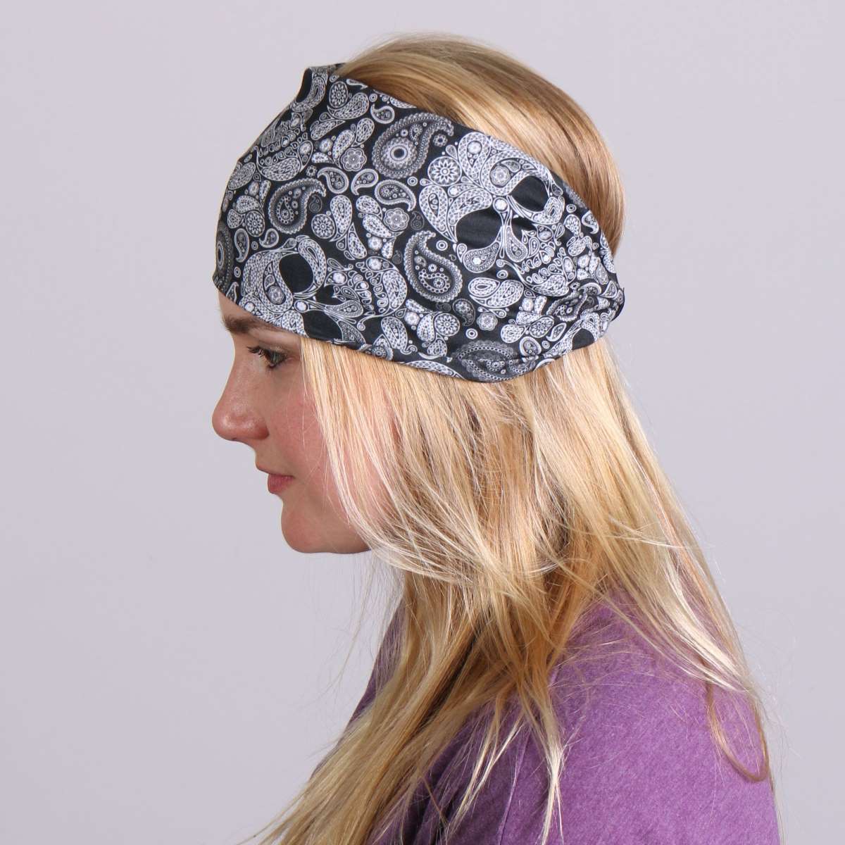 Hot Leathers Black Paisley Skull EZ Band RWD1005 6 Hot Leathers Black Paisley Skull EZ Band RWD1005