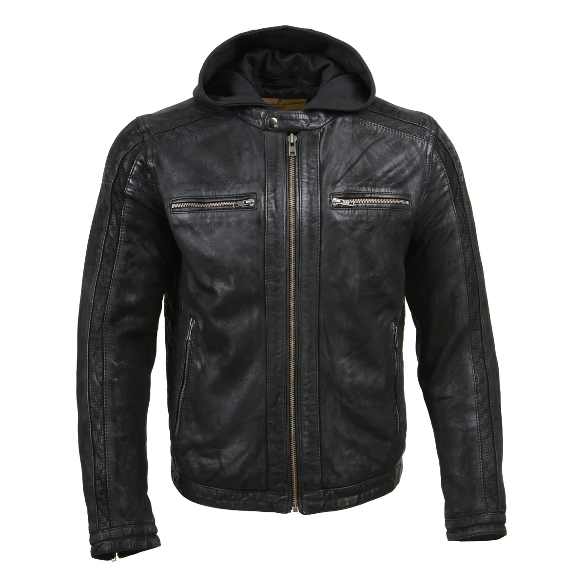 Milwaukee Leather Vintage SFM1807 Men's Black Premium Leather Hooded Jacket 6 Milwaukee Leather Vintage SFM1807 Men's Black Premium Leather Hooded Jacket