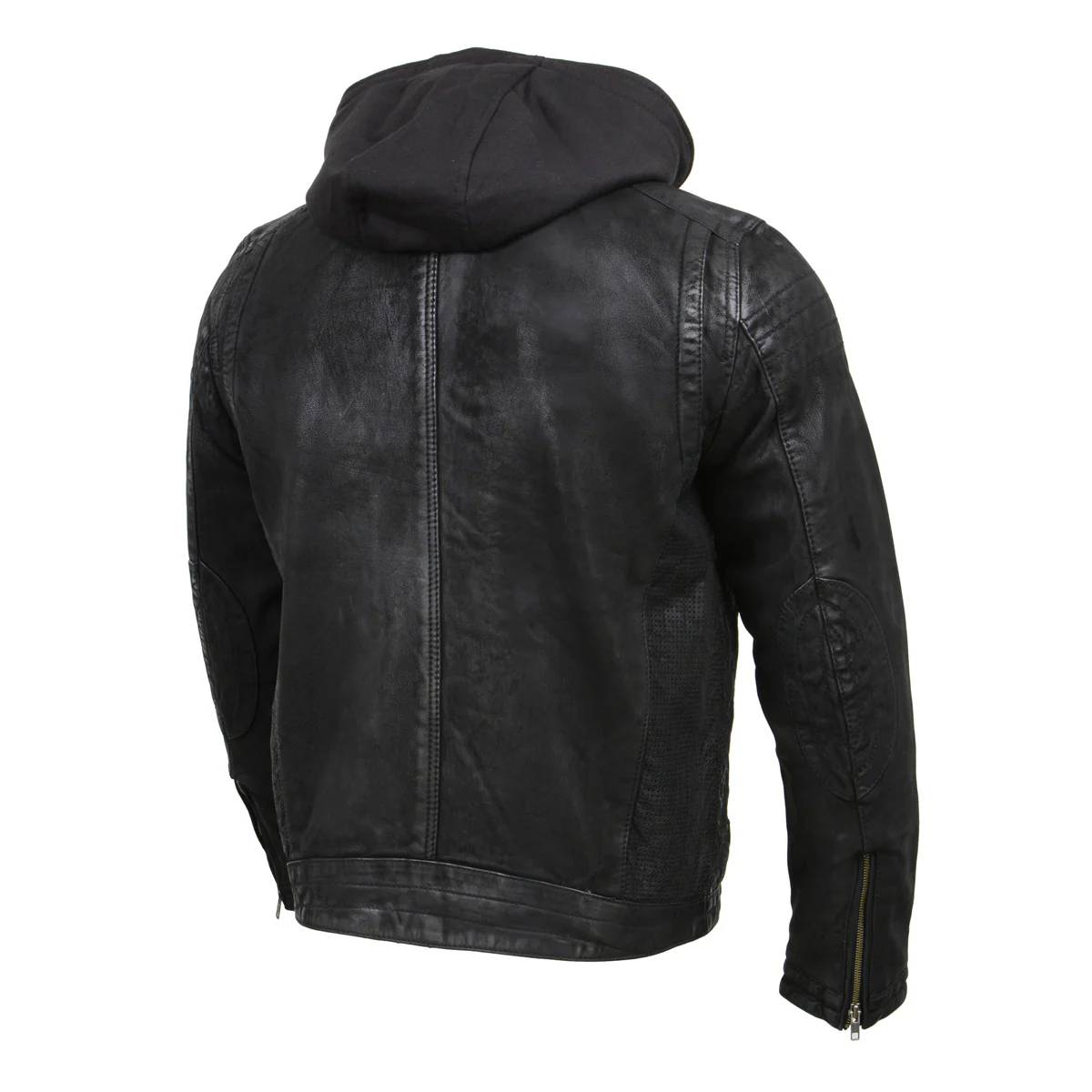 Milwaukee Leather Vintage SFM1807 Men's Black Premium Leather Hooded Jacket 7 Milwaukee Leather Vintage SFM1807 Men's Black Premium Leather Hooded Jacket