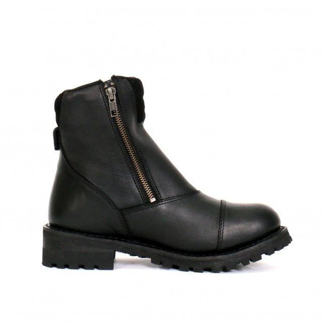 Hot Leathers BTL1002 Ladies Black 6-inch Double Zip Cap Toe Leather Boots 2 Hot Leathers BTL1002 Ladies Black 6-inch Double Zip Cap Toe Leather Boots